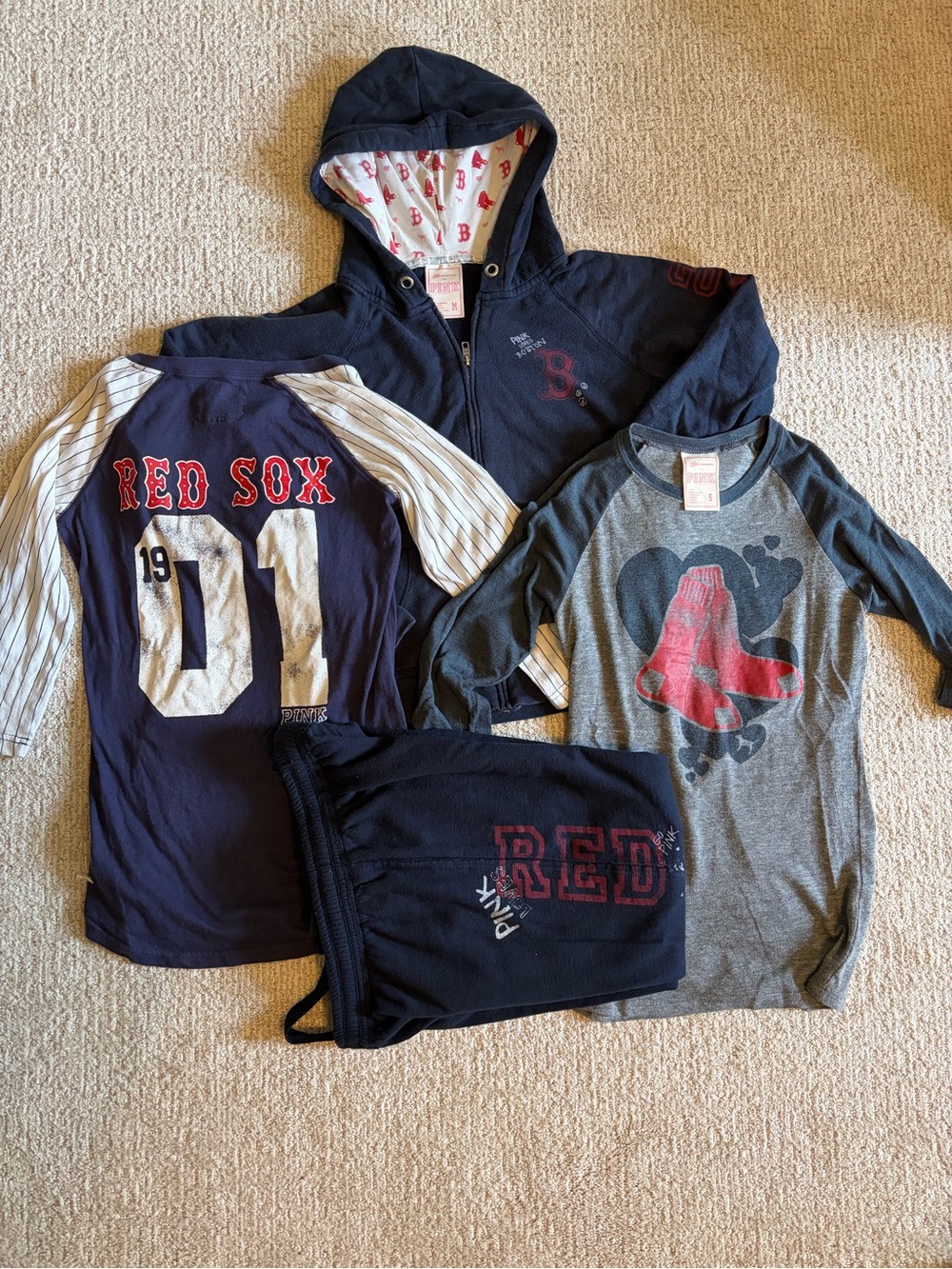 VS PINK x Red Sox MLB Bundle. Sweatsuit + Tops Set
